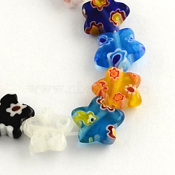 Flower Handmade Millefiori Glass Beads Strands, Mixed Color, 10x10x3mm, Hole: 1mm, about 38pcs/strand, 12.9 inch(X-LK-R004-33)