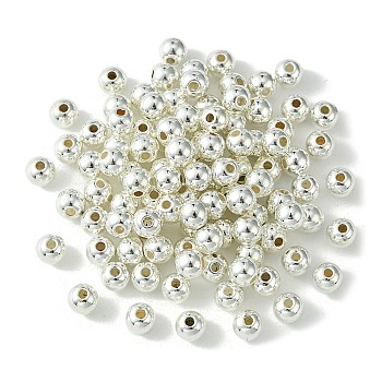 100Pcs CCB Plastic Beads, Round, Silver, 5.5~6x5mm, Hole: 1.8mm