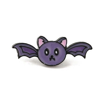 Halloween Series Black Aolly Brooches, Enamel Pins, Bat, 12x31.5x2mm