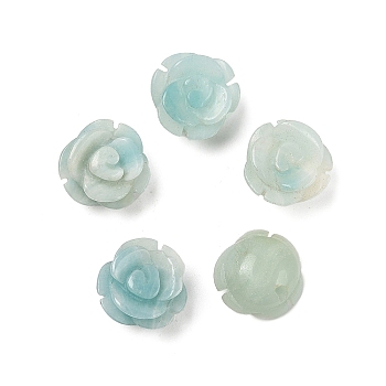 Natural Flower Amazonite Beads, Rose, 11.5~12.5x12~12.5x8~9mm, Hole: 1mm