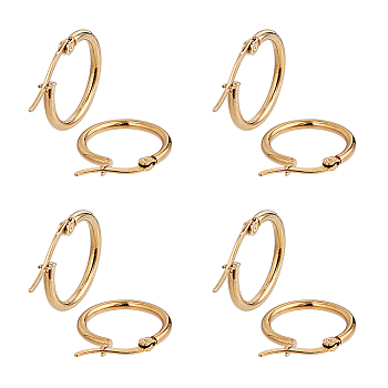 201 Stainless Steel Hoop Earrings, Ring, Golden, 21x19x2mm, Pin: 1mm, 20pairs/box