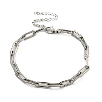304 Stainless Steel Cable Chains Bracelets for Men & Women, Stainless Steel Color, 8-1/8 inch(20.5cm)
