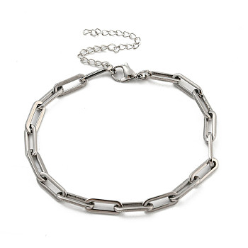 Non-Tarnish 304 Stainless Steel Cable Chains Bracelets for Men & Women, Stainless Steel Color, 8-1/8 inch(20.5cm)