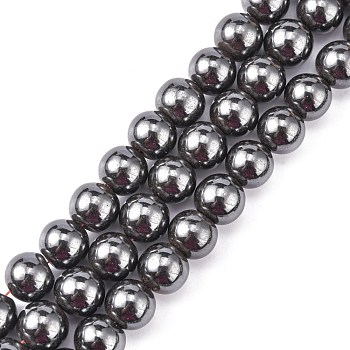 Magnetic Synthetic Hematite Beads Strands, Grade A, Round, Black, 12mm, Hole: 2mm, 15.5 inch