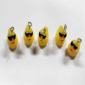 50Piece Opaque Resin Pendant Little Yellow Duck Resin Charm DIY Accessories, Yellow, 15x11.5mm, Hole: 2mm