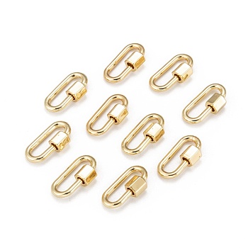 Brass Screw Carabiner Lock Charms, for Necklaces Making, Oval, Golden, 20x11.5x2mm, Screw: 6.5x6.5mm
