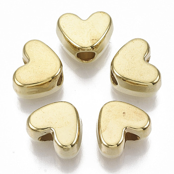CCB Plastic Beads, Heart, Golden, 9x11.5x6.5mm, Hole: 3.5mm, about 1100pcs/500g