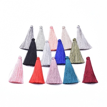 Cotton Thread Tassel Big Pendants, Mixed Color, 70~73x9~10mm