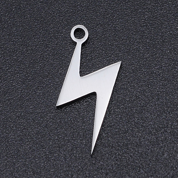 201 Stainless Steel Laser Cut Pendants, Lightning, Stainless Steel Color, 16x7x1mm, Hole: 1.2mm