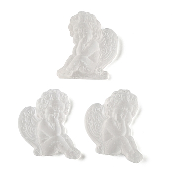 Natural Selenite Carved Angel Figurines, for Home Desktop Decoration, White, 61~67x52~60x11~12mm