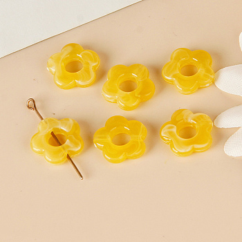 Resin Bead Frames, for Earrings Jewelry Accessories, Flower, Gold, 14x14.5x3.5mm, Hole: 1.6mm