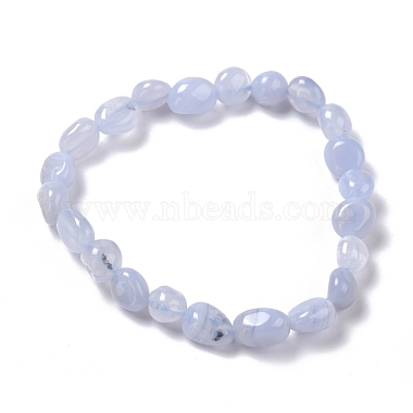 Bracelets élastiques à perles en agate bleu naturel(BJEW-F414-02B-12)-2