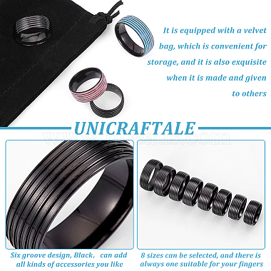 Unicraftale 16 Stück 8 Größe 201 Edelstahl gerillte Fingerringfassungen(STAS-UN0049-58)-5