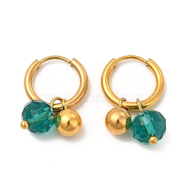 Green Round Glass Earrings
