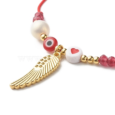 Heart and Evil Eye Acrylic Braided Bead Bracelet for Teen Girl Women(BJEW-JB06997-02)-5