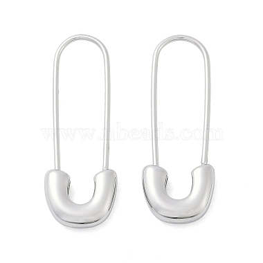 304 Pendientes de aro con dije de imperdible de acero inoxidable para mujer(EJEW-C096-41P)-2