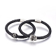 Quelques ensembles de bracelets avec cordon en cuir tressé(BJEW-JB03916)-1