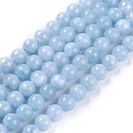 Natural White Jade Beads Strands, Dyed, Imitation Aquamarine, Round, 8~8.5mm, Hole: 1.2mm, about 47pcs/strand, 14.8 inch~15 inch(37.5~38cm)(X-G-L500-01-8mm)