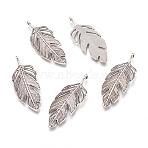 Tibetan Style Alloy Leaf Big Pendants, Lead Free, Nickel Free and Cadmium Free, Leaf, Antique Silver, 62x23x2mm, hole: 2mm(PALLOY-A15448-AS-NF)