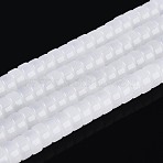 Imitation Jade Glass Beads Strands, Flat Round, White, 8~8.5x4~4.5mm, Hole: 0.7~1mm, about 95~100pcs/strand, 14.57~15.35''(37~39cm)(GLAA-N026-4x8mm-J01)