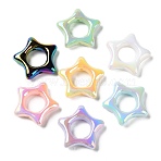 UV Plating Rainbow Iridescent Acrylic Bead Frames, Star, Mixed Color, 27x29x6.8mm, Hole: 2mm(X-PACR-E003-02)