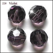 Imitation Austrian Crystal Beads, Grade AAA, K9 Glass, Faceted(32 Facets), Round, Blue Violet, 4mm, Hole: 0.7~0.9mm(SWAR-F021-4mm-204)