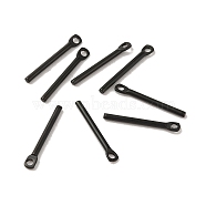 304 Stainless Steel Pendants, Bar Charm, Black, 15x2x1.2mm, Hole: 1mm(STAS-Q323-03A-B)