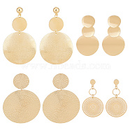 4 Pairs 4 Style Alloy Flat Round Dangle Stud Dangle Earrings for Women, Golden, 52~86x36~52mm, 1 Pair/style(EJEW-AN0003-91)