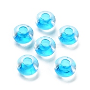 Transparent Acrylic European Beads, Large Hole Beads, Rondelle, Cyan, 14x8.5mm, Hole: 5.5mm, about 537pcs/500g(TACR-P009-C01-10)