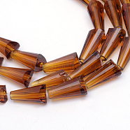 Transparent Glass Bead Strands, Cone, Saddle Brown, 8x4mm, Hole: 1mm, about 65~68pcs/strand, 22 inch(GLAA-R170-4x8-01M)