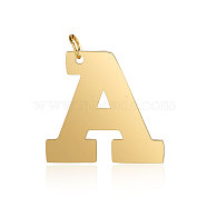 201 Stainless Steel Pendants, Letter, Golden, Letter.A, 29.5x31.5x1.5mm, Hole: 4.5mm(STAS-S105-T585G-A)
