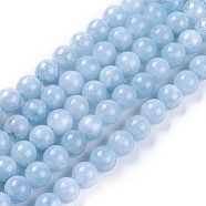 Natural Jade Beads Strands, Dyed, Imitation Aquamarine, Round, 8~8.5mm, Hole: 1.2mm, about 47pcs/strand, 14.8 inch~15 inch(37.5~38cm)(X-G-L500-01-8mm)