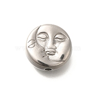 Anti-Tarnish 304 Stainless Steel Beads, Sun with Moon, Stainless Steel Color, 13x5mm, Hole: 1.8mm(STAS-I321-43P)