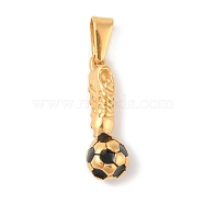 304 Stainless Steel Pendants, with Enamel, Football & Shoes Charm, Golden, 28x8.5x8.5mm, Hole: 3.5x6.5mm(STAS-S001-04G)