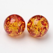 Imitation Amber Resin Beads, Gold, Round, about 16mm in diameter, hole: 3mm(X-RB660Y-2)