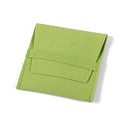 Microfiber Jewelry Envelope Pouches with Flip Cover, Jewelry Storage Gift Bags, Square, Yellow Green, 8x8cm(PAAG-PW0010-002E)