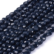 Glass Beads Strands, Faceted, Flat Round, Prussian Blue, 6x4mm, Hole: 1.2mm, about 98pcs/Strand, 22 inch(53.5cm)(EGLA-J149-B04)