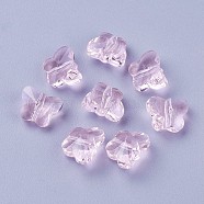 Transparent Glass Beads, Faceted, Butterfly, Pearl Pink, 8x10x5.5mm, Hole: 1mm(GLAA-P037-02A-06)