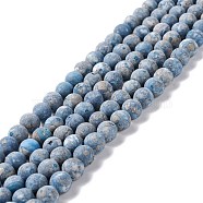 Natural Pyrite & Turquoise Beads Strands, Frosted, Round, 8mm, Hole: 1.2mm, about 54pcs/strand, 16.34''(41.5cm)(G-K317-A21-02)