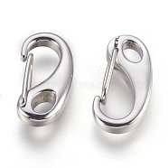 304 Stainless Steel Push Gate Snap Keychain Clasp Findings, Stainless Steel Color, 26x12~12.5x4.5~6.5mm, Hole: 6.3x4.3±0.2mm(STAS-F175-13P-A-26mm)