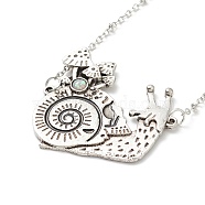 Alloy Snail with Mushroom Pendant Necklace with Resin Beaded, Gothic Jewelry for Men Women, Antique Silver & Platinum, 20.08 inch(51cm)(NJEW-G056-03AS)