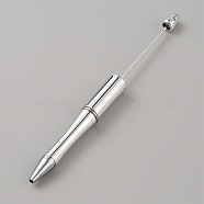 Plastic Ball-Point Pen, Beadable Pen, for DIY Personalized Pen with Jewelry Bead, Silver, 146x12mm(FIND-TAC0010-85B)