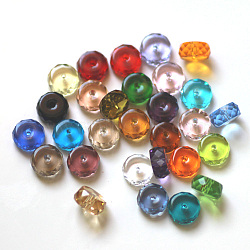 Imitation Austrian Crystal Beads, Grade AAA, Faceted, Flat Round, Mixed Color, 12x7.5mm, Hole: 0.9~1mm(SWAR-F078-8x12mm-M)