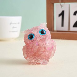 Crystal Owl Figurine Collectible, Crystal Owl Glass Figurine, Crystal Owl Figurine Ornament, for Home Office Decor Gifts Owl Lovers, Pink, 60x51x43mm(JX545D)