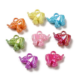 Plating Opaque Acrylic Pendants, AB Color, Elephant, Mixed Color, 16.5x17.5x6.5mm, Hole: 3mm, 561pcs/500g(OACR-E039-50)