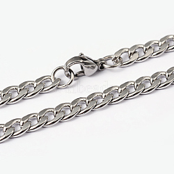304 Stainless Steel Curb Chain Necklaces, with Lobster Claw Clasps, Stainless Steel Color, 21.7 inch(55cm)(NJEW-I194-15)
