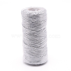 Polyester Metallic Cord, for Jewelry Making, Silver, 1.5mm, about 100m/roll(MCOR-WH0002-01B)