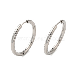 Non-Tarnish 304 Stainless Steel Hoop Earrings, Manual Polishing Huggie Earrings, Stainless Steel Color, 9 Gauge, 30x3mm, Pin: 0.9mm(±0.1mm), Inner Diameter: 24mm(EJEW-P177-P-27)