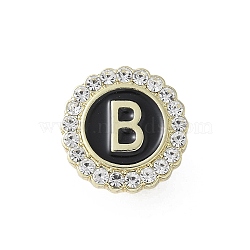 Letter Enamel Pins, Alloy Brooches for Backpack Clothes, with Clear Cubic Zirconia , Letter B, 17.8x17mm(JEWB-S042-03B-G)