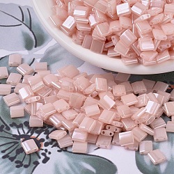 MIYUKI TILA Beads, Japanese Seed Beads, 2-Hole, (TL519) Pink Pearl Ceylon, 5x5x1.9mm, Hole: 0.8mm, about 590pcs/50g(SEED-X0054-TL0519)